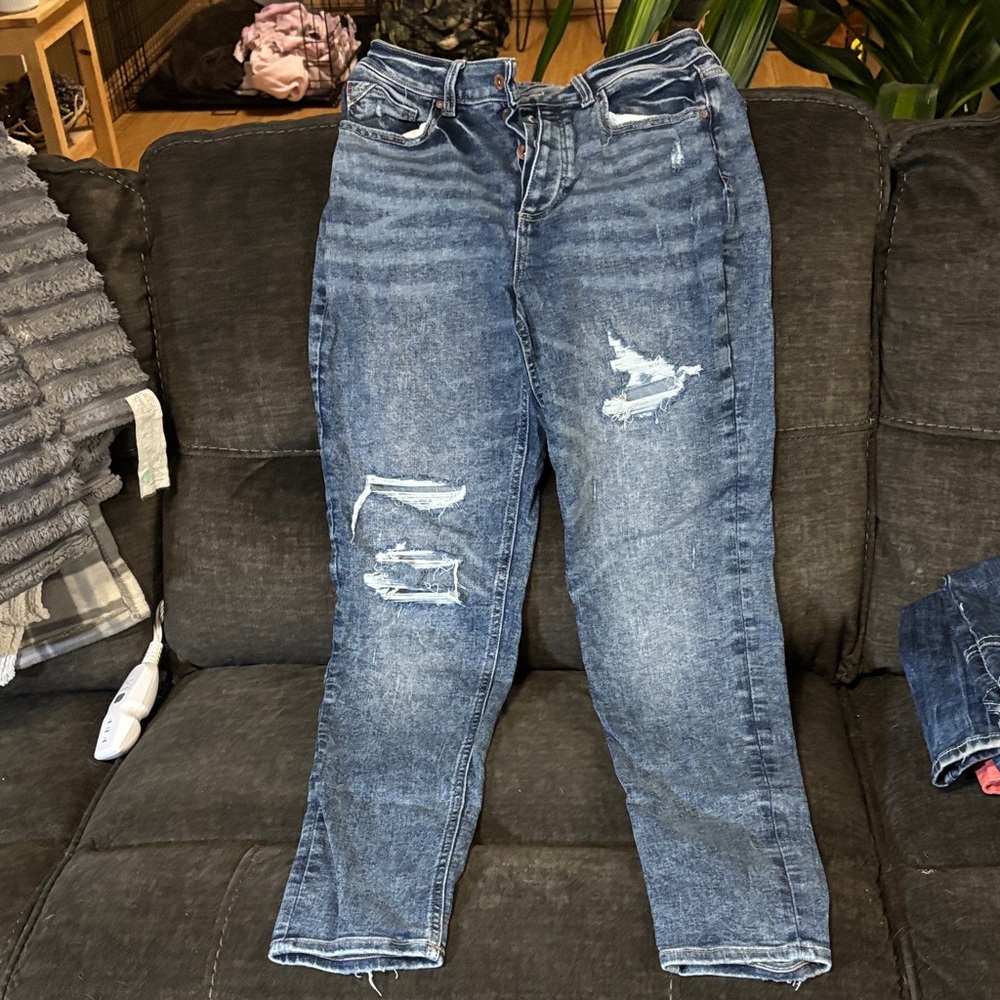 Maurices Blue Distressed Straight Leg Jeans - Picture 1 of 2